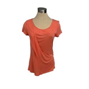 Anne Klein Peach Dressy Tee Small Short Sleeve Viscose Top